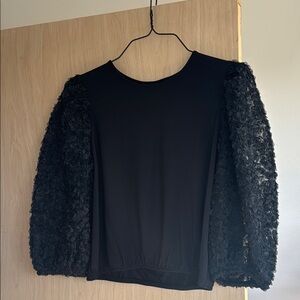 NWT Express  Black Textured Sleeve Top